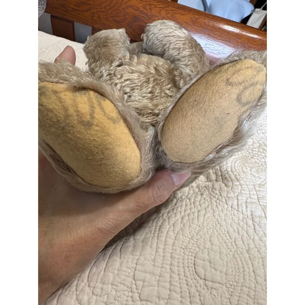 VTG  Steiff Floppy Zotty Teddy Bear Mohair Reclining Plush Brown Rattle 1950s
